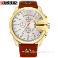 CURREN Watch 8176 Sport Chronograph Men's Watches Leather Top Band Wristwatch Big Dial Quartz Clock Waterproof Luminous Relojes